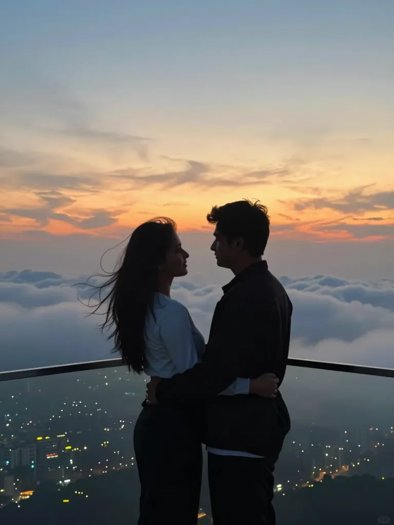 Couple Above the Clouds AI photo edit example